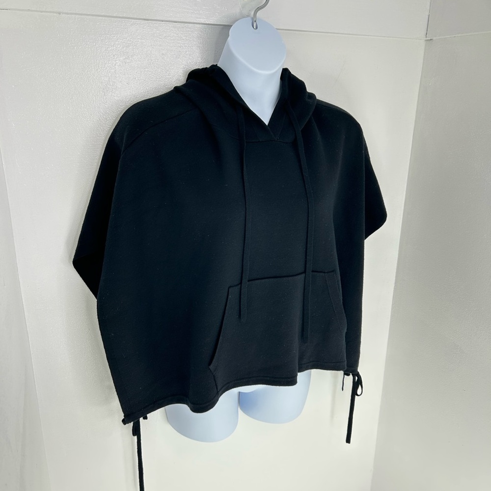 Lululemon Womens All In A Day Hooded Poncho One Size Black 100% Merino Wool Cozy - Picture 3 of 12